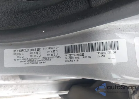 2015 Chrysler 200 Limited from USA, damaged, VIN 1C3CCCAB1FN502165